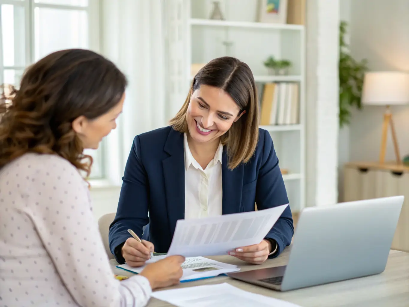 An image of a professional consultant assisting a client with paperwork in a modern office setting, symbolizing SMSF establishment.